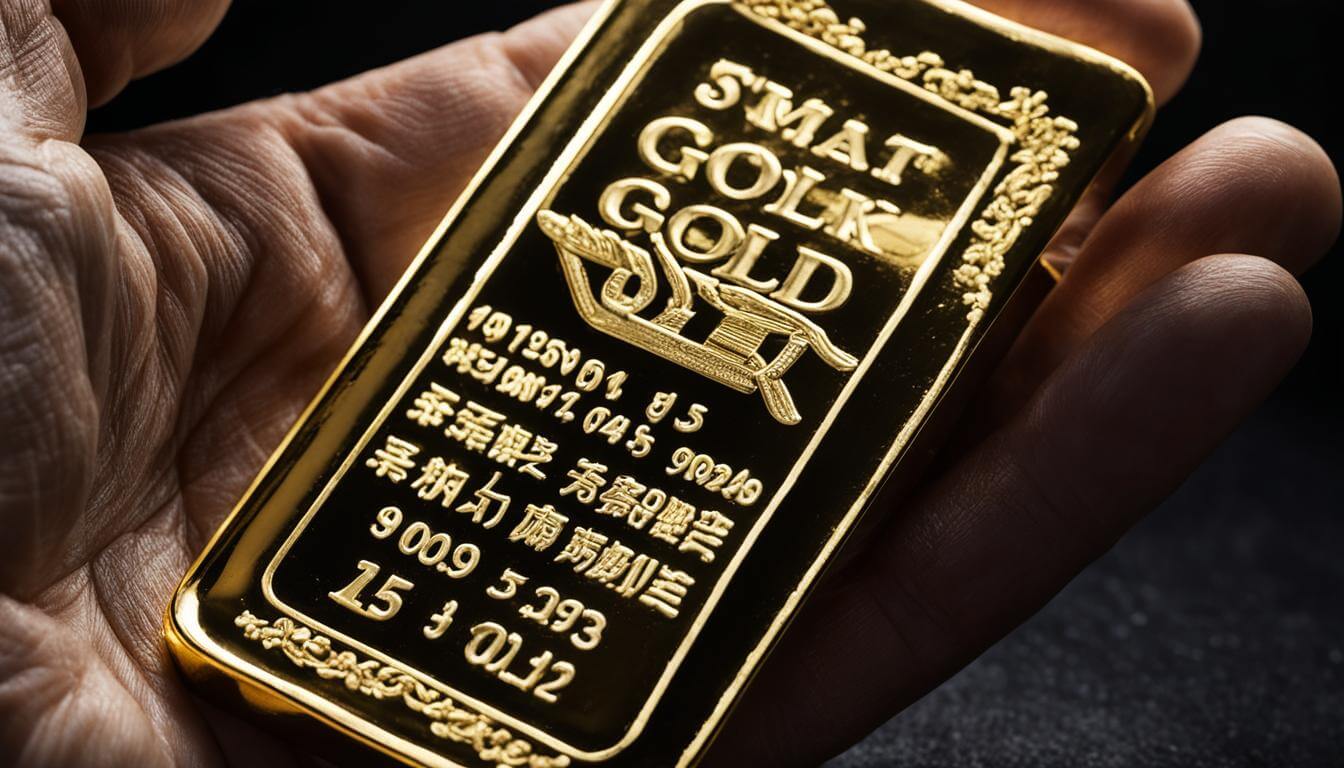 1 oz gold bar in hand